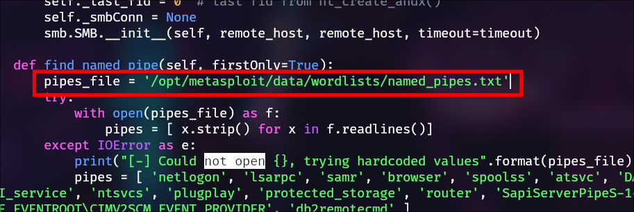 Cambiamos la ruta en el script mysmb.py