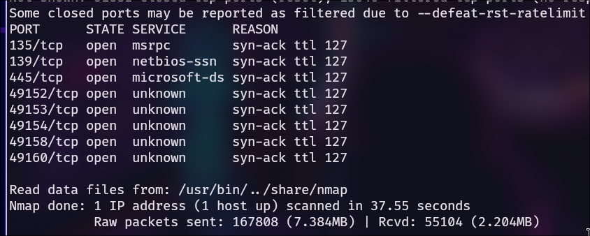 Escaneo de puertos con nmap.