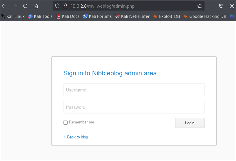 Admin panel del blog.
