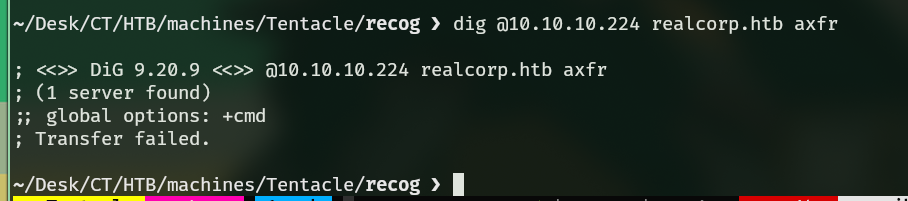 Intento fallido de ataque de transferencia de zona.