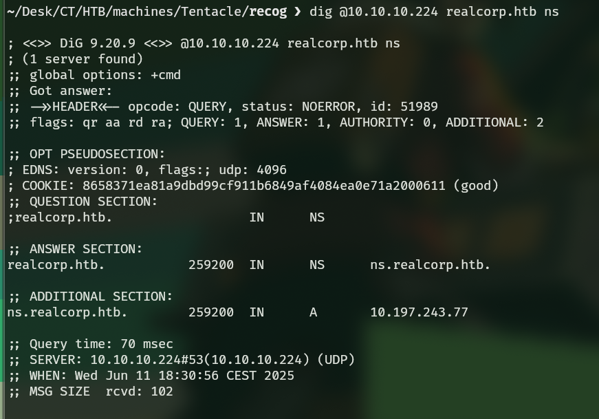 Obtención de información sobre los name server.