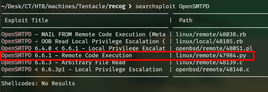 Buscamos exploits para el servicio OpenSMTPD.