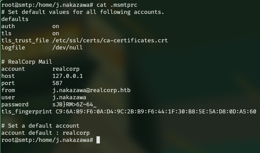 Credenciales del usuario j_nakazawa.