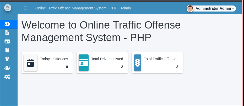Panel de administración.