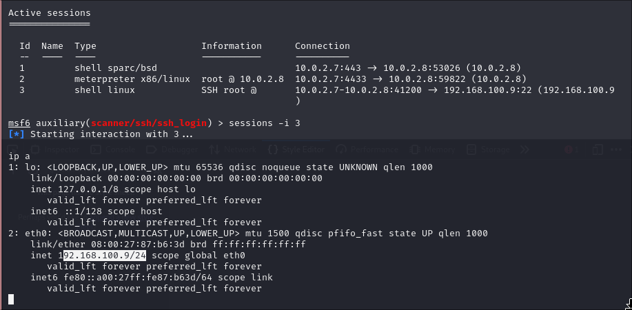 Ejecutando comandos en la nueva sesión creada por metasploit.