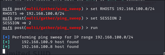 Ping sweep desde metasploit.