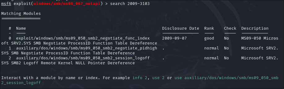 Buscamos por la vulnerabilidad 2009-3103