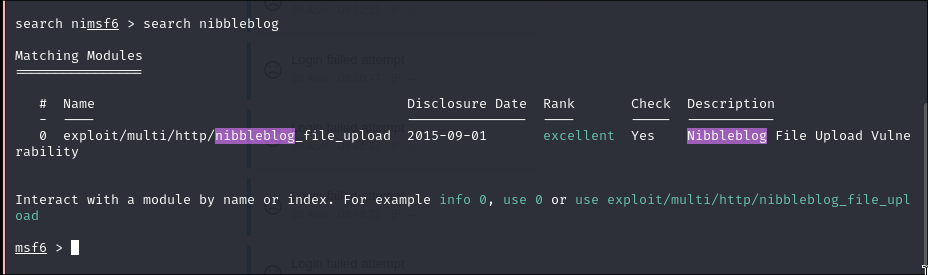 Buscar por nibbleblog en metasploit.