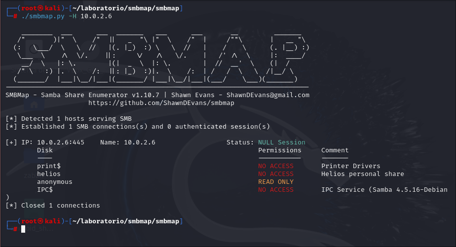 Resultado de smbmap.