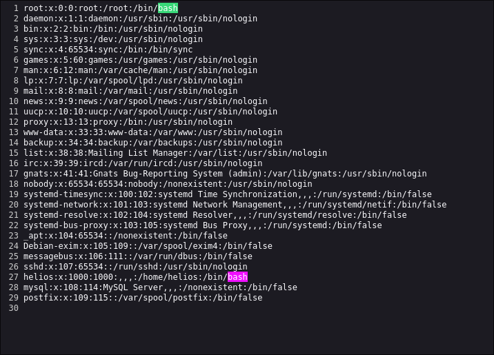 Usuarios con una shell en el archivo /etc/password.