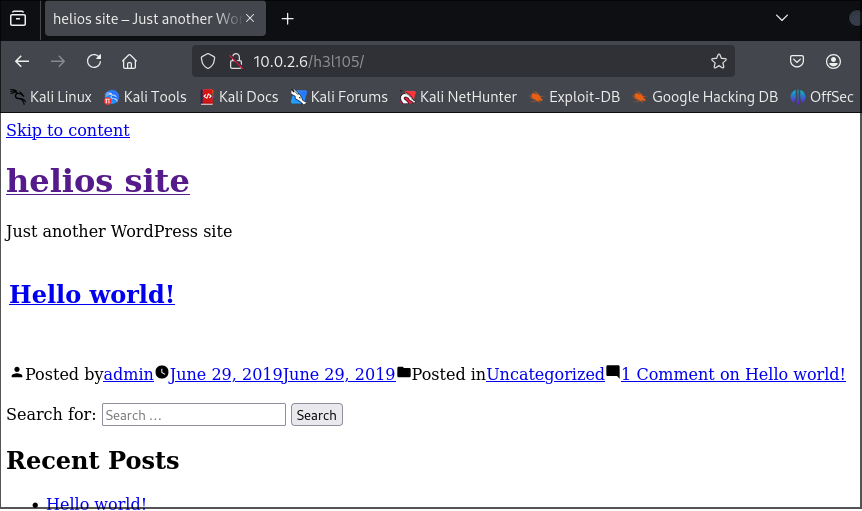 Primer vistazo de /h3l105"