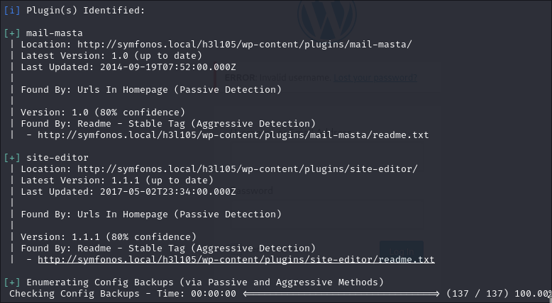 Plugins del wordpress detectados con WPScan.