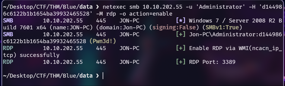 Activando rdp con netexec.