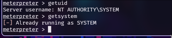 Usuario NT AUTHORITY\SYSTEM.