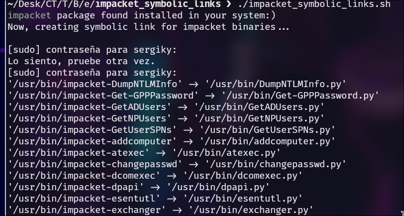 Creación de los links simbólicos.