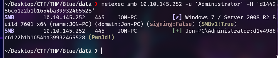 Intento fallido de pass the hash.