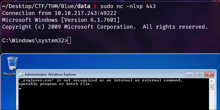 Obteniendo una reverse shell al abrir el explorador de archivos.