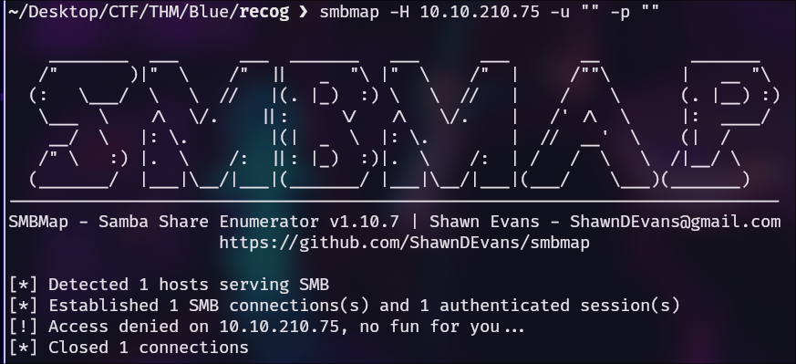 Intento de conexión con smbmap.